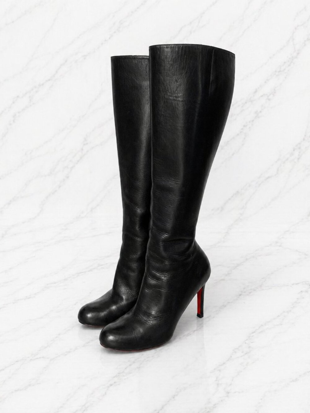 Christian Louboutin Black Napa Leather New Simple Botta Knee Length Boots 37 - Picture 15 of 15